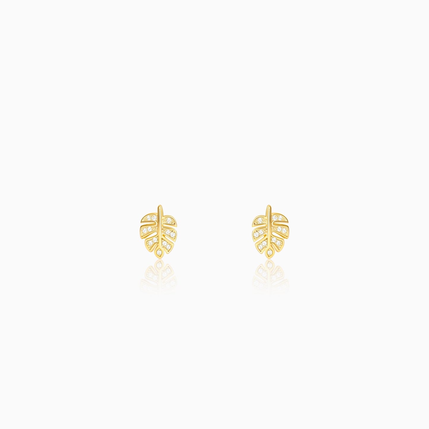 Golden Leaflet Stud Earrings